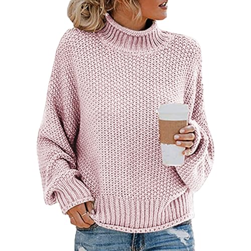 Hitrod Maglioni dolcevita da donna, Maglione dolcevita oversize,Maglione pullover lavorato a maglia   Maglione dolcevita oversize confortevole e traspirante con maniche a pipistrello alla moda per