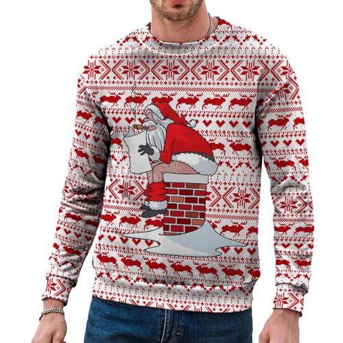 Luckxing Pullover natalizi stampati in 3D,Maglioni di Babbo Natale con girocollo per donna uomo Pullover a maniche lunghe per lo shopping, la casa, le riunioni, le feste, le passeggiate