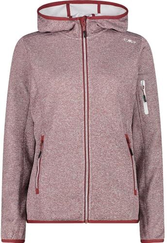 CMP Giacca in Knit-Tech da Donna con Cappuccio Fisso, Granata-off White, 40