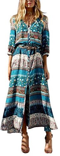 ZUMUii Butterme Abito Lungo Boho Floreale Vintage Abito Lungo Boho Abito Lungo Manica Laterale Maxi Dress Beach Cardigan Lato Manica Stampa Frontale