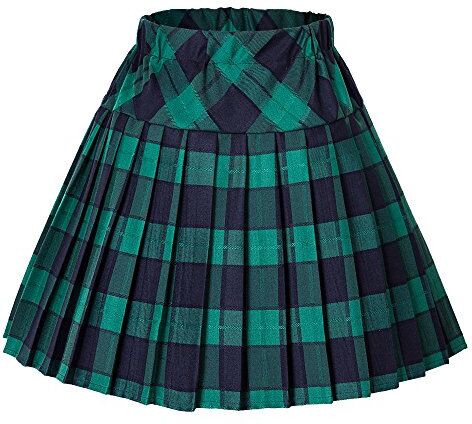 Urban GoCo Donna Versatile Plaid Pieghe Mini Gonna da Plissettata Vita Elastica Scozzese Gonna (XX-Large, 5 Verde)