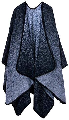 Hanyixue Sciarpa Donna Poncho Capes Elegant Scialle Cardigan Maglione Cappotto Poncho Donna Mantella Maglione Largo Moda Scollo a V Aperto Cape Poncho (DOT Black-1)