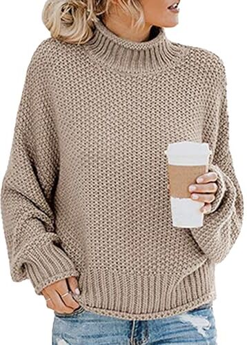 Bexdug Maglioni dolcevita comodi da donna, maglione dolcevita leggero da donna Maglione caldo autunno inverno Maglione dolcevita oversize confortevole e traspirante con maniche a pipistrello alla