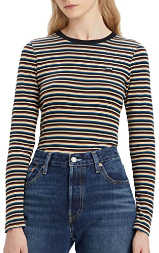 Levis Long-Sleeve Baby Tee, Donna, Reanna Stripe Caviar, XL