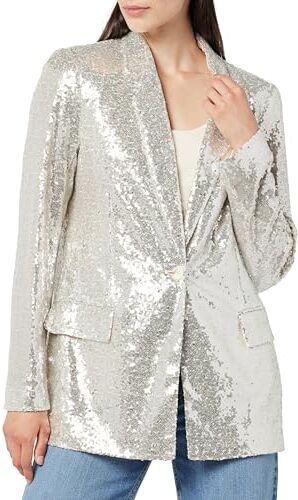 The Drop Blazer da Donna, Blake, Lungo, con Paillettes Argentate, S