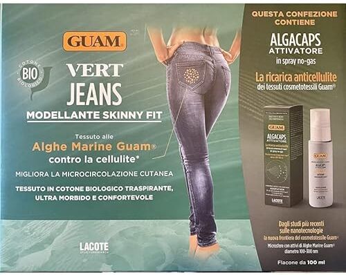 Guam [Cofanetto] Vert Jeans Modellante Skinny Fit colore BLU con Alghe Marine + AlgaCaps Attivatore Spray 100ml (XS-S (40-42))