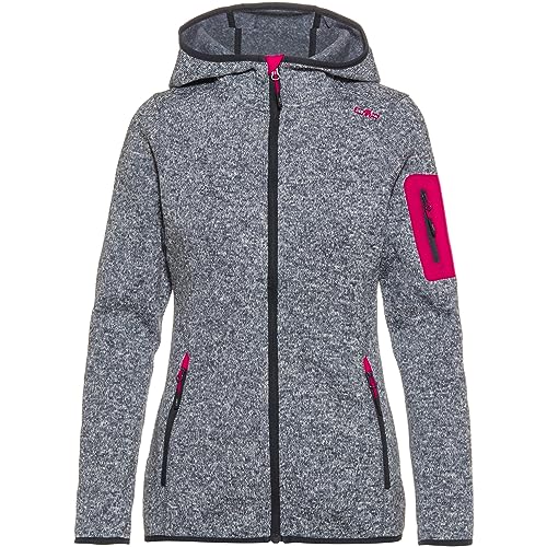 CMP Giacca in Knit-Tech da donna con cappuccio fisso, Titanio-Bianco-Fucsia, 44