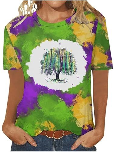 keepmore Mardi Gras T-shirt Maschera Stampata 3D Girocollo T Shirt Casual Manica Corta Tee per Le Donne