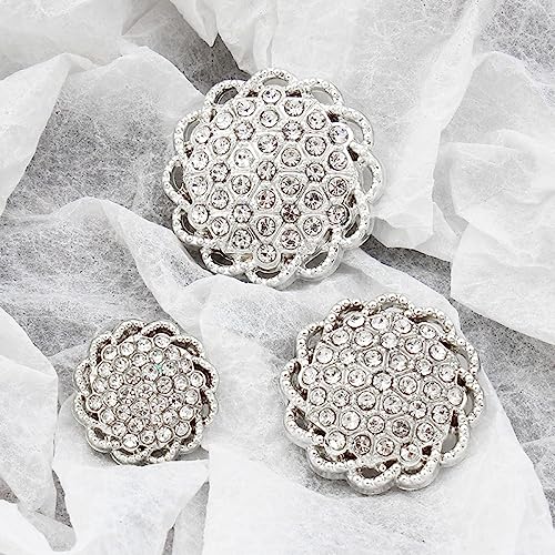 LIBERGA 10 Pezzi Bottoni A Fiore D'Argento Con Gambo, Bottone Da Cucito Decorativo Alla Moda Per Abiti Da Donna, Cardigan, Cappotti, Progetti Artigianali, 22,5mm