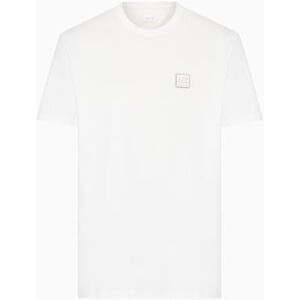Armani Utility Edge, Sustainable, Eco-Leather Logo Patch T-Shirt, Bianco Sporco, XXL Uomo Armani Utility Edge, Sustainable, Eco-Leather Logo Patch T-Shirt, Bianco Sporco, XXL Uomo