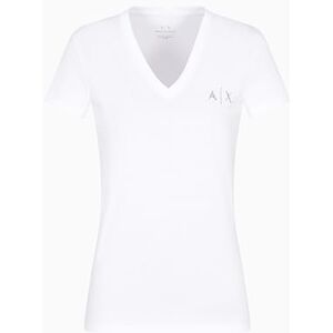 Armani Donna Arte Sella, Logo Lucido, Collo a V, Slim Fit, Bianco, XL, Bianco Ottico, XL Armani Donna Arte Sella, Logo Lucido, Collo a V, Slim Fit, Bianco, XL, Bianco Ottico, XL