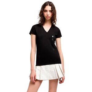 Armani Donna Arte Sella, Collo a V, Logo tonale, Slim Fit, Nero, M, Nero, M Armani Donna Arte Sella, Collo a V, Logo tonale, Slim Fit, Nero, M, Nero, M