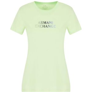 Armani Maglietta da Donna con Logo Ombre Metallizzato, in Cotone, Taglia S, Agave., S Armani Maglietta da Donna con Logo Ombre Metallizzato, in Cotone, Taglia S, Agave., S