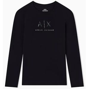 Armani Maglietta da Donna a Maniche Lunghe, con Logo e Strass, Slim Fit, Nero, S Armani Maglietta da Donna a Maniche Lunghe, con Logo e Strass, Slim Fit, Nero, S