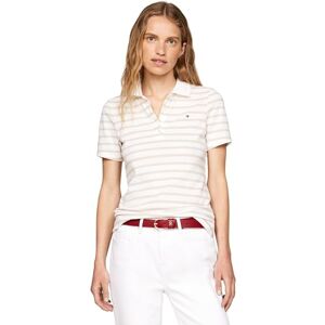 Tommy Hilfiger Donna Maglietta Polo Maniche Corte Stripe Slim Fit, Bianco (Breton STP/Ecru/Classic Beige), XXL Tommy Hilfiger Donna Maglietta Polo Maniche Corte Stripe Slim Fit, Bianco (Breton STP/Ecru/Classic Beige), XXL