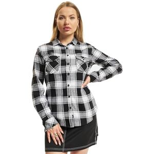 Brandit Women Amy Flannel Shirt Long S, Donna, white/black, S Brandit Women Amy Flannel Shirt Long S, Donna, white/black, S