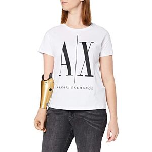 Armani Icontee Logo, Maglietta A Maniche Corte Donna, Bianco (White W/ Black Print 5100), X-Large Armani Icontee Logo, Maglietta A Maniche Corte Donna, Bianco (White W/ Black Print 5100), X-Large