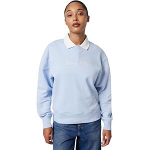 Tommy Hilfiger Donna Felpa Script Pique Regular Fit, Blu (Breezy Blue), S Tommy Hilfiger Donna Felpa Script Pique Regular Fit, Blu (Breezy Blue), S