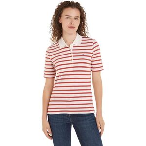 Tommy Hilfiger Donna Maglietta Polo Maniche Corte Stripe Slim Fit, Multicolore (Breton STP/Ecru/Terra Red), S Tommy Hilfiger Donna Maglietta Polo Maniche Corte Stripe Slim Fit, Multicolore (Breton STP/Ecru/Terra Red), S