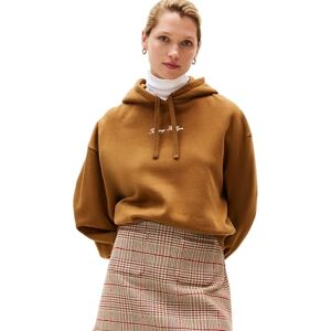 Tommy Hilfiger Donna Felpa Classic Script Fleece con Cappuccio, Marrone (Highland Khaki), S Tommy Hilfiger Donna Felpa Classic Script Fleece con Cappuccio, Marrone (Highland Khaki), S