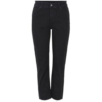 PIECES Jeans da Donna, Taglio Dritto, Vita Media, Nero, 26W x 32L PIECES Jeans da Donna, Taglio Dritto, Vita Media, Nero, 26W x 32L