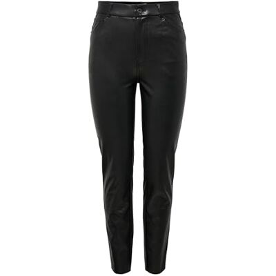 Only ONLEMILY HW ST Ank Faux Leather Pnt Noos Pantaloni, Black, S/34 Donna Only ONLEMILY HW ST Ank Faux Leather Pnt Noos Pantaloni, Black, S/34 Donna