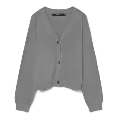 Vero Moda Vmsaba Full Needle LS V-Neck Cardi Noos, Melange Grigio Medio, L Vero Moda Vmsaba Full Needle LS V-Neck Cardi Noos, Melange Grigio Medio, L