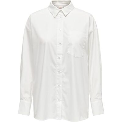 Only Onlpena LS Detail Camicia Wvn, Bianco Brillante, L Donna Only Onlpena LS Detail Camicia Wvn, Bianco Brillante, L Donna