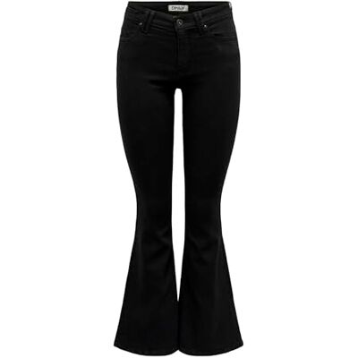 Only Onlreese Reg Retro Flared DNM Box Jeans, Denim Nero, 29W x 32L Donna Only Onlreese Reg Retro Flared DNM Box Jeans, Denim Nero, 29W x 32L Donna