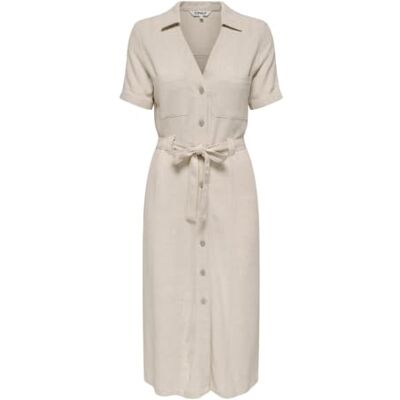 Only ONLSIESTA SS Lin BL Shirt Dress Pnt Noos Donna Abito Media Lunghezza Beige XS Only ONLSIESTA SS Lin BL Shirt Dress Pnt Noos Donna Abito Media Lunghezza Beige XS