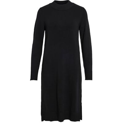 Vila Abito da Donna Viril Crew Neck L/S Midi Dress-Noos, Nero, XXL Vila Abito da Donna Viril Crew Neck L/S Midi Dress-Noos, Nero, XXL
