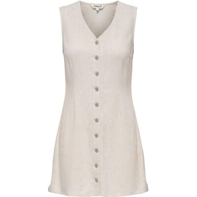 Only Onlsiesta Linen Blend SL Short Dress Pnt, Raggio di Luna, S Only Onlsiesta Linen Blend SL Short Dress Pnt, Raggio di Luna, S