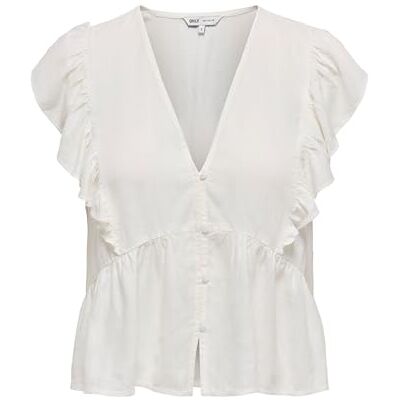 Only Camicetta da Donna con Scollo a V, Maniche Corte, abbottonatura, Dettaglio Peplo, Ballerino di Nuvola, XL Only Camicetta da Donna con Scollo a V, Maniche Corte, abbottonatura, Dettaglio Peplo, Ballerino di Nuvola, XL