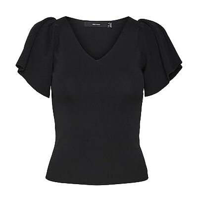 Vero Moda Vmsasie HR Pantaloni Larghi Noos Polo a Maniche Lunghe, Nero, M Donna Vero Moda Vmsasie HR Pantaloni Larghi Noos Polo a Maniche Lunghe, Nero, M Donna