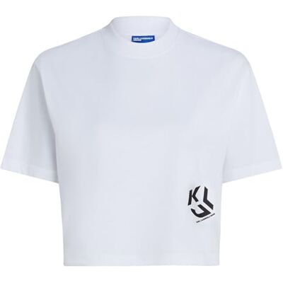 Lagerfeld Donna Regular Cropped Monogram T-Shirt White S Lagerfeld Donna Regular Cropped Monogram T-Shirt White S