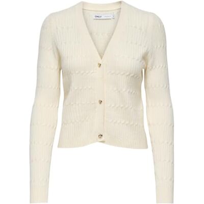 Only Onlkatia LS Cable V-Collo Cardi Knt Noos Cardigan Maglione Donna, Cappellino Bianco Grigio/Dettaglio: Melange, M Only Onlkatia LS Cable V-Collo Cardi Knt Noos Cardigan Maglione Donna, Cappellino Bianco Grigio/Dettaglio: Melange, M