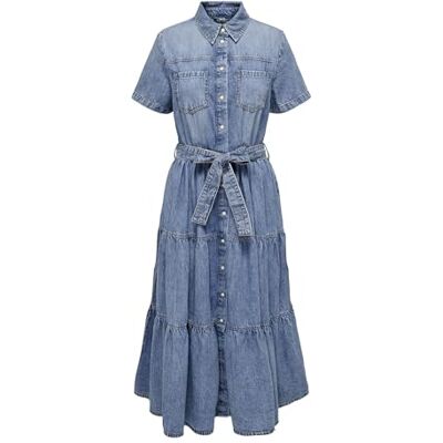 Only Abito da Donna in Jeans ONLALIYAH Abito Lungo, Media Blu Denim, S Only Abito da Donna in Jeans ONLALIYAH Abito Lungo, Media Blu Denim, S
