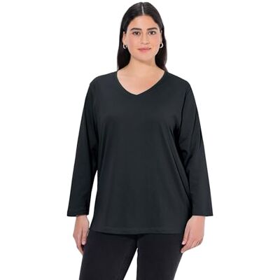 Ulla Popken Maglietta da Donna, Nero, 52/54 IT Ulla Popken Maglietta da Donna, Nero, 52/54 IT