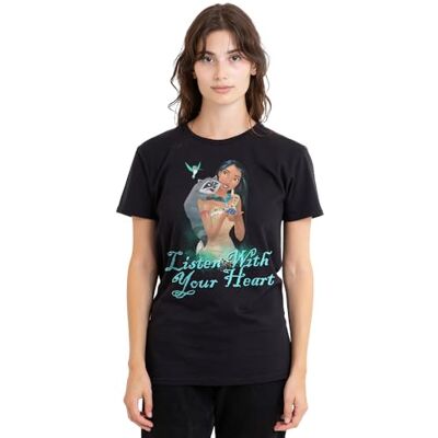 Disney Pocahontas Listen with Your Heart T-Shirt Donna, Nero, S Disney Pocahontas Listen with Your Heart T-Shirt Donna, Nero, S