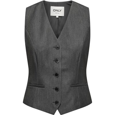 Only ONLIris-Hattie Gilet da donna, per ufficio, business, monopetto, Grigio scuro mélange, 42 Only ONLIris-Hattie Gilet da donna, per ufficio, business, monopetto, Grigio scuro mélange, 42