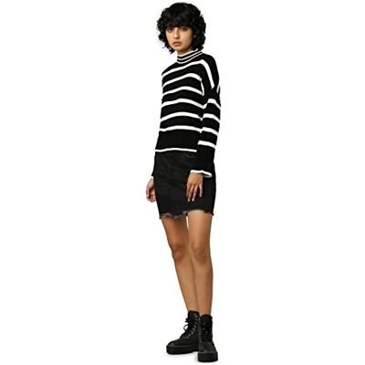Only Felpa da Donna ONLIBI L/S HIGNECK CC Knt Maglione, Nero/Righe:W. Whitecap Gray Melange, M Only Felpa da Donna ONLIBI L/S HIGNECK CC Knt Maglione, Nero/Righe:W. Whitecap Gray Melange, M