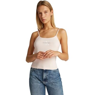 Calvin Klein Canotte Donna Strappy Tank Top Slim Fit, Rosa (Silver Peony), XXL Calvin Klein Canotte Donna Strappy Tank Top Slim Fit, Rosa (Silver Peony), XXL