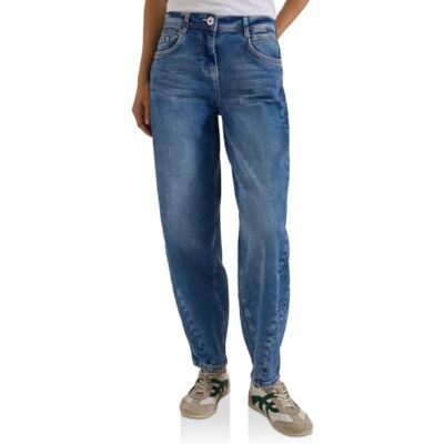 Cecil Jeans a Vita Alta con Gamba a barretto, vestibilità Ampia, Blu Chiaro, Lavaggio Usato, 31 Cecil Jeans a Vita Alta con Gamba a barretto, vestibilità Ampia, Blu Chiaro, Lavaggio Usato, 31
