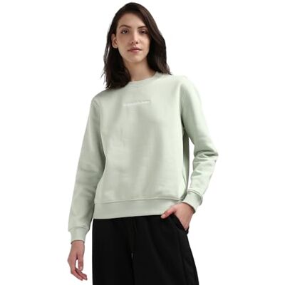 Calvin Klein Jeans Women's INSTITUTIONAL Crew Neck Pullover Sweatshirt, Celadon Green, 3XL Calvin Klein Jeans Women's INSTITUTIONAL Crew Neck Pullover Sweatshirt, Celadon Green, 3XL