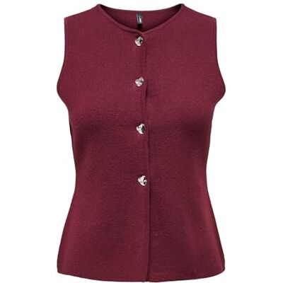 Only Onlibi Button SL Vest CC Knt, Zinfandel, S Donna Only Onlibi Button SL Vest CC Knt, Zinfandel, S Donna