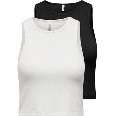 Only 2pack Onlbelia S/L Crop Top CS Jrs Confezione da 2, Nero, XL (Pacco da 2) Donna Only 2pack Onlbelia S/L Crop Top CS Jrs Confezione da 2, Nero, XL (Pacco da 2) Donna
