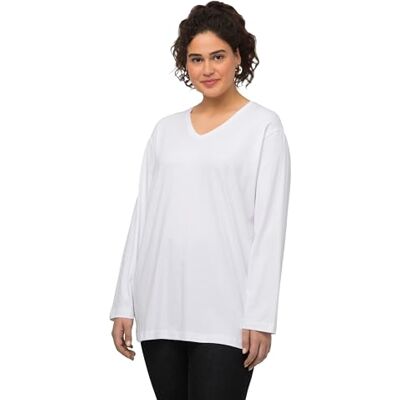 Ulla Popken Basic-v-shirt, Langarm, Magliette Donna, Biancaneve, 64 Ulla Popken Basic-v-shirt, Langarm, Magliette Donna, Biancaneve, 64