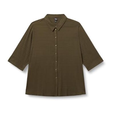 Ulla Popken Camicetta da Donna, Taglie Forti, con Bolle, Colletto a 3/4 Ulla Popken Camicetta da Donna, Taglie Forti, con Bolle, Colletto a 3/4