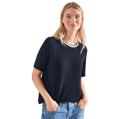 Street One 3231018 Maglietta da Donna in Maglia con Scollo Rotondo (Confezione da 1), Blu Scuro, 46 Street One 3231018 Maglietta da Donna in Maglia con Scollo Rotondo (Confezione da 1), Blu Scuro, 46