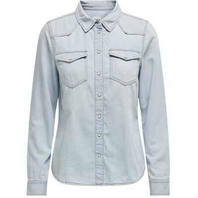 Only ONLALEXA L/S DNM Shirt FS Noos, Camicia da Donna Donna, Light Blue Denim, Only ONLALEXA L/S DNM Shirt FS Noos, Camicia da Donna Donna, Light Blue Denim,